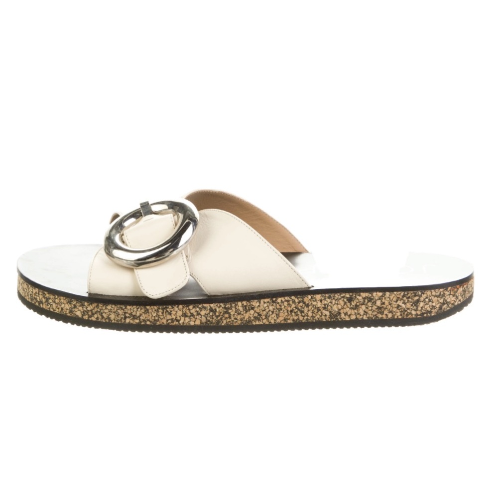 Joseph | Cream Buckle Leather Slides Luxury